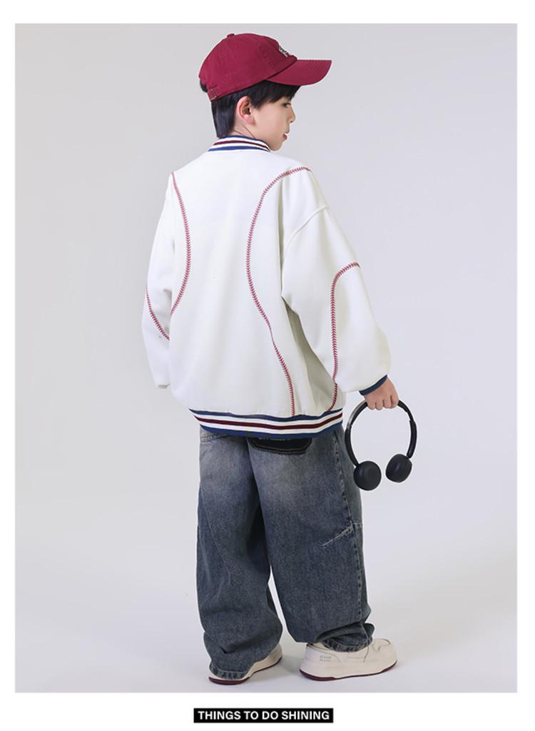 2026 Retro High Street Baseballjacke für Jungen mit Stickerei - Schwere Freizeit-Frühlings-/Herbst-Oberbekleidung