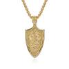 Collana Titanio Scudo Arcangelo San Michele Stile Vintage Europeo e Americano Dressing alla Moda