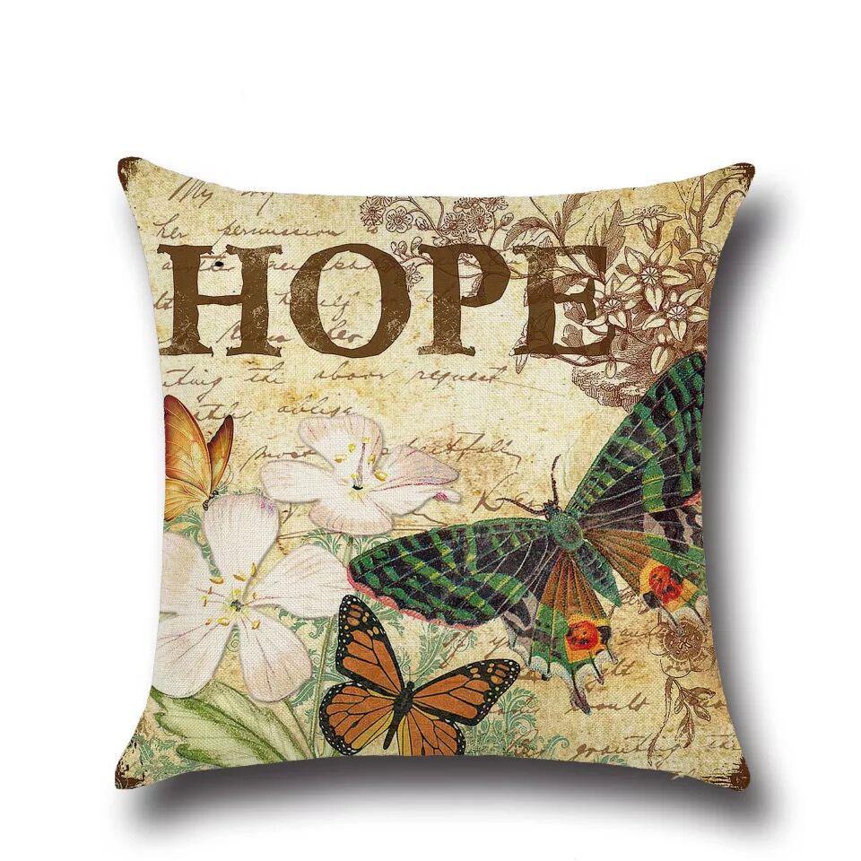 Vintage Butterfly Pattern Throw Pillow Cover Classical Artistic Style Decorative Cushion Case Sofa Bed Home Decor Pillowcase