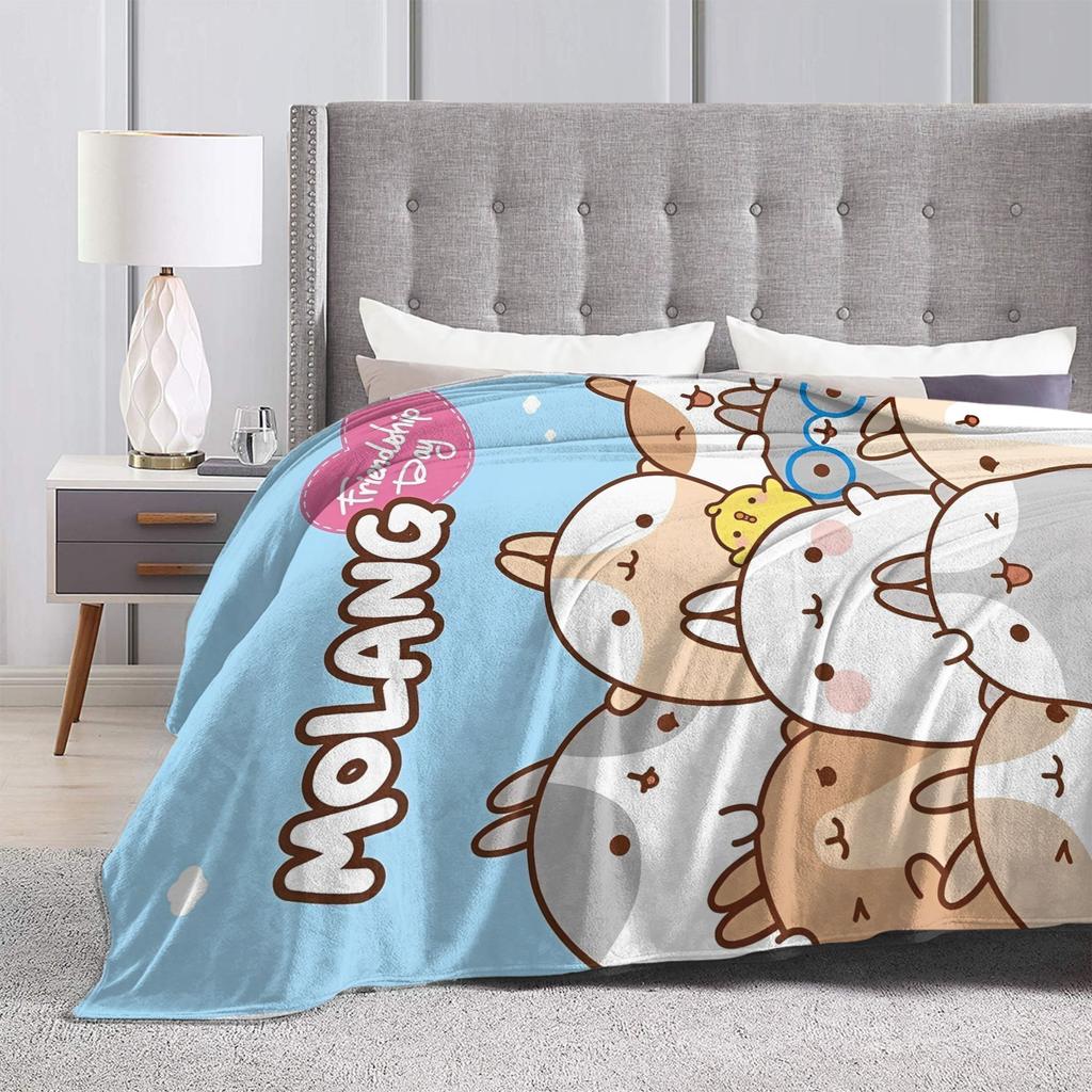 Cute Anime M-Molangs Blanket Fleece Spring Autumn Portable Ultra-Soft Throw Blankets for Home Office Bedspread