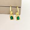Fashion Temperament Earrings Emerald Square Simple Light Luxury Women'S Stud Earrings