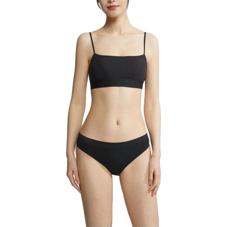 Calvin Klein Solid Color Logo Embroidered Thin Strap Sports Bra Women underwear QF6720-BAE