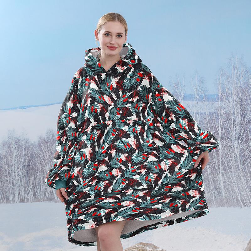 Hoodie Lazy Blanket Winter Casual Loose Kapuzenpullover Einheitsgröße Fleecedecke Home Service Nachthemd