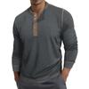 Men's Round Neck Contrast Color Long Sleeve POLO Shirt T-shirt Undershirt Retro British Style Bottoming Tees