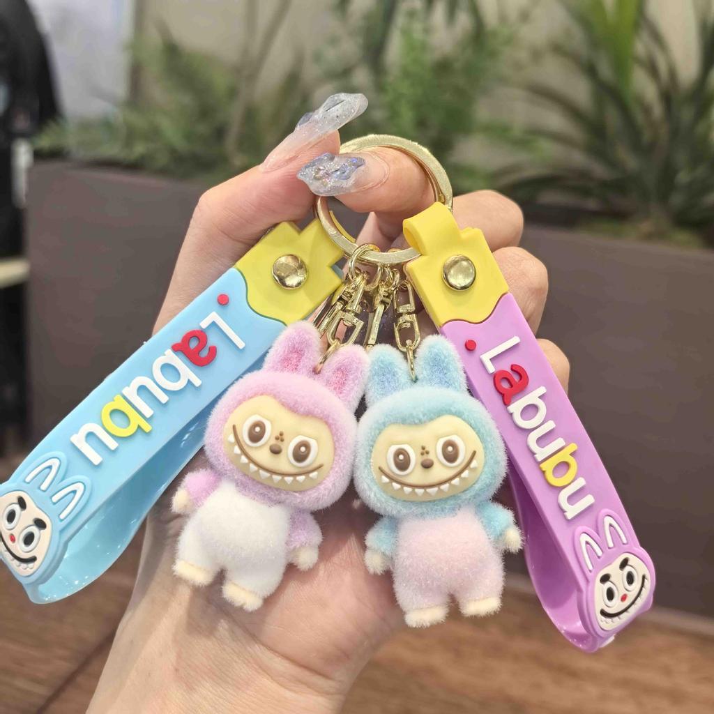 Cute Flocking Keychain Pendant Student Couple Bag Buckle