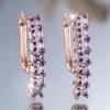 Luxury Female Purple Zircon Stone Hoop Earrings Fashion Rose Gold Color Wedding Jewelry For Women