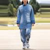 Li Ning CF Woven Button Asymmetrical Pocket Loose Wash Denim Jacket Men Jacket Blue AJDR529-1