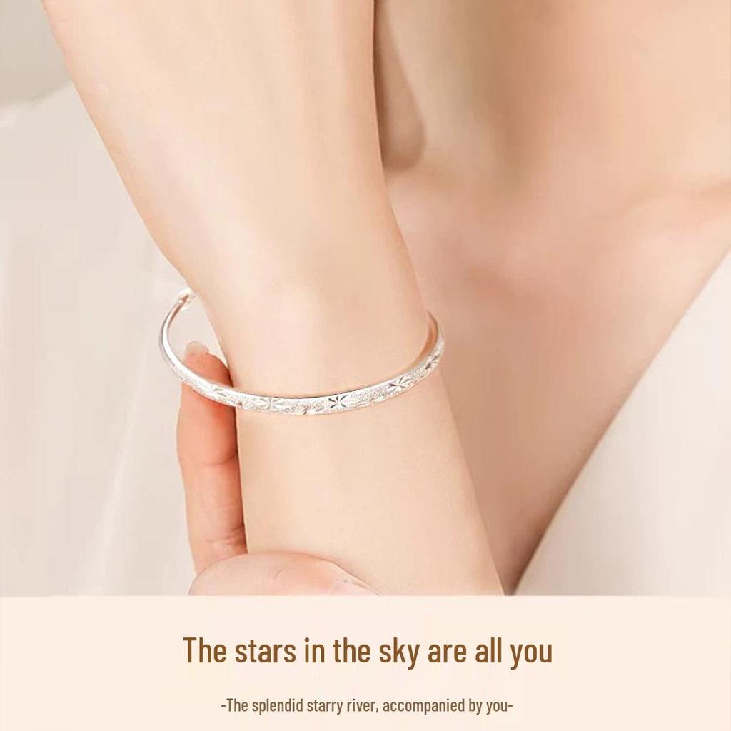Starry Night Sterling Silver 999 Bracelet - Perfect Valentine's or Birthday Gift for Girlfriend