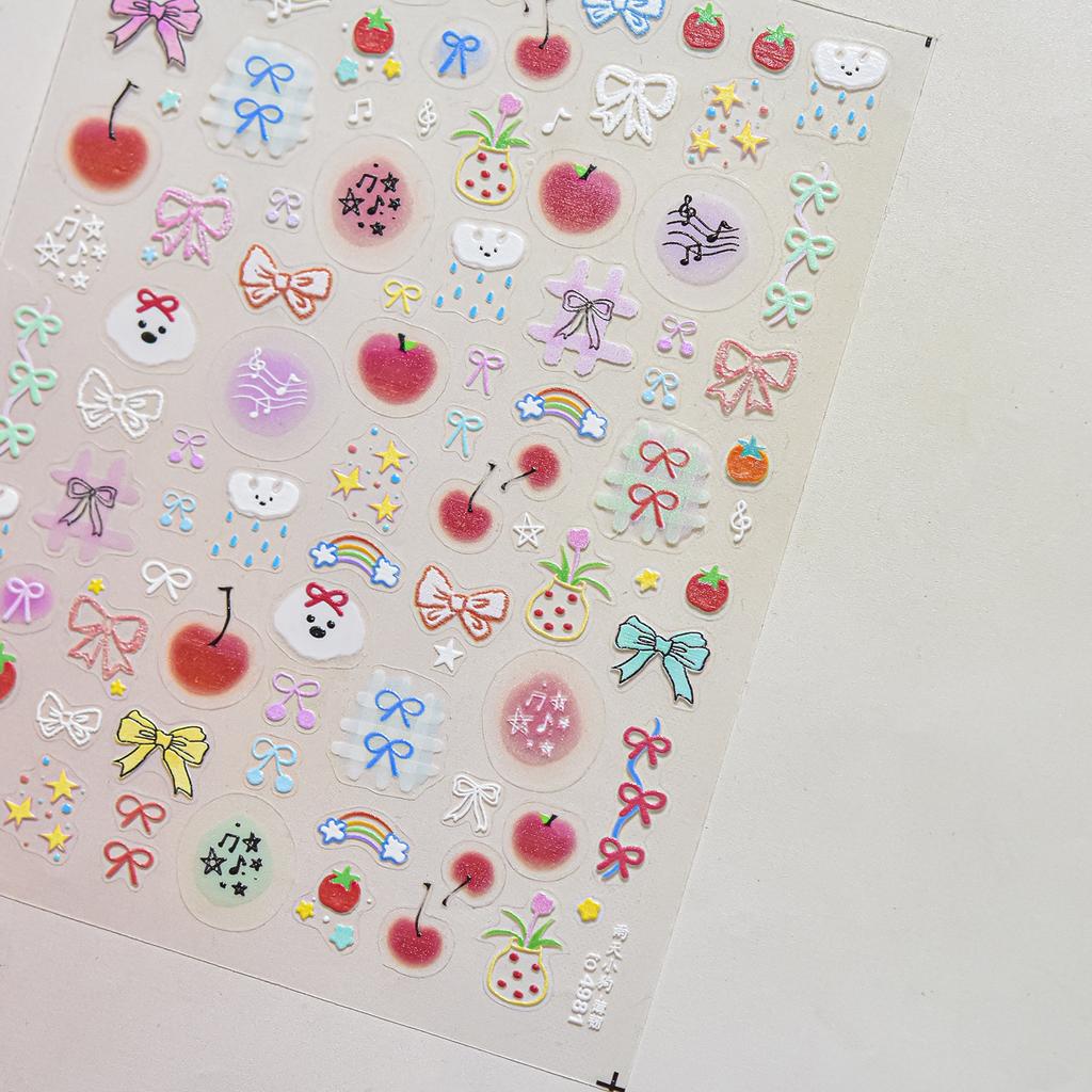 1pcs Cute A bag of Starfish Nail Charm Stickers 3D Jelly Ocean Fish Bubble Adhesive Nail Sticker DIY Summer Nail Art Decorations