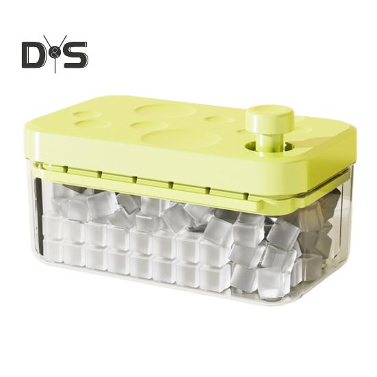 

Лоток для льда с крышкой и контейнером, большая емкость для льда, форма для морозильника, штабелируемая, без BPA, легкосъемная, для охлаждения напитков, кофе, сока Single Layer зелёный