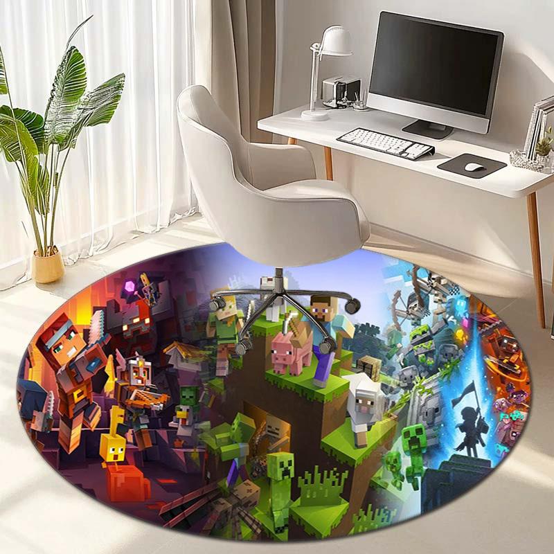 Sandbox Electronic Xbox Games Minecraft Circular Carpet Household Goods Decoration Anti Slip Home Table and Chair Mat Aisle Door Mat Carpet D11