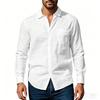 Summer Thin Men's Long Sleeve Button Down Shirt Casual Loose Fit Solid Color Pocket Shirts Male Daily Streetwear Blouse