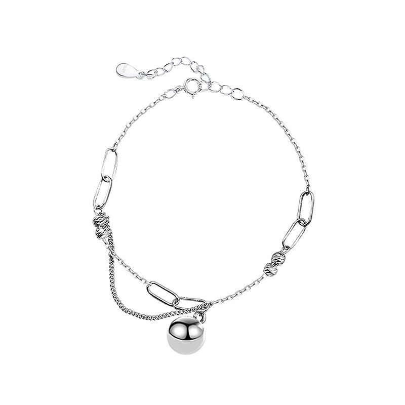 

Серебряный браслет S925, французская мода, простой стиль, асимметричная цепочка, браслет из цветочных бусин, женский круглый браслет из бусин silver