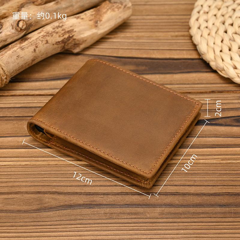 Men's Leather Short Wallet, Crazy Horse Leather, Multi Card Slot, 30% Off, Wallet Clip Layer, Cowhide Wallet