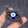 Blue Evil Eye Handmade Copper Wire Wrap Jewelry Pendant 1.77" r4P78