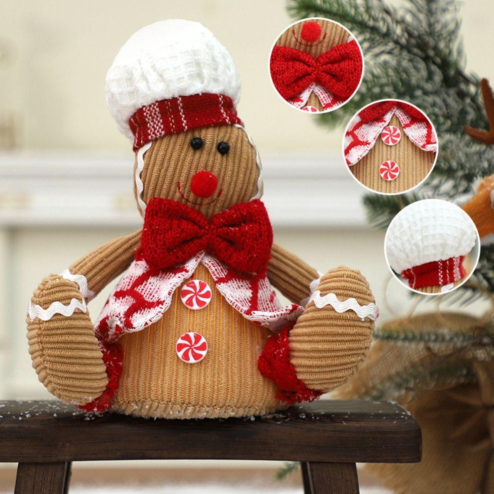

Luminous Gingerbread Man Doll Lights Soft Material Christmas Figure Christmas Decorations Indoor Style 2