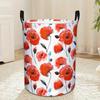 1pc, Round Laundry Basket with a Red Floral Design, Sturdy Fabric Storage Container Suitable for Home, Bathroom, Kitchen, Or Car, Laundry Baskets