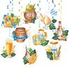 48 Pcs Oktoberfest Hanging Swirl Decorations Beer Festival Hanging Spiral Streamer Ceiling Decor for Oktoberfest Themed Party Supplies