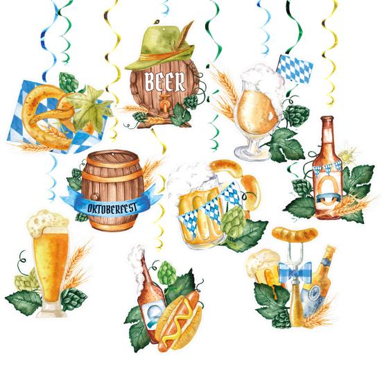 48 Pcs Oktoberfest Hanging Swirl Decorations Beer Festival Hanging Spiral Streamer Ceiling Decor for Oktoberfest Themed Party Supplies