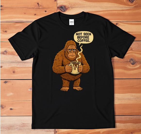 Funny Bigfoot Coffee T-Shirt Not Seen Before Coffee Sasquatch Graphic Tee XXXL