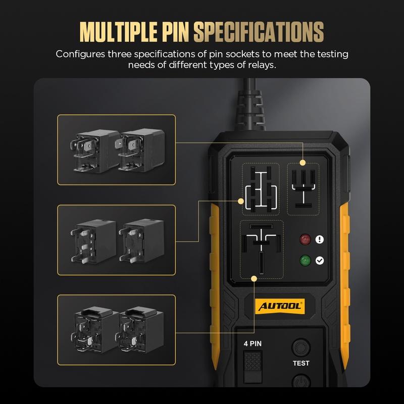AUTOOL RT120 11-15V Relædetektor Digital Universel 4/5 Pins Bil Spænding Batteritester Automotive Relæ Kortslutningstester
