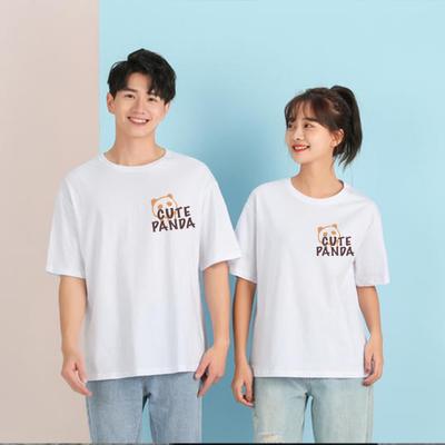 Spring T-shirt Men's Women's Trendy Letter Bear Printed Hoodie Loose Round Neck Cotton Short Sleeved T-Shirts Unisex