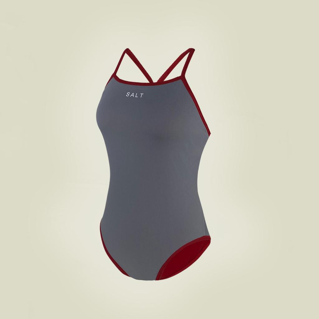 Solteu Red Women'S One-Piece Reversible Single-Back Swimsuit