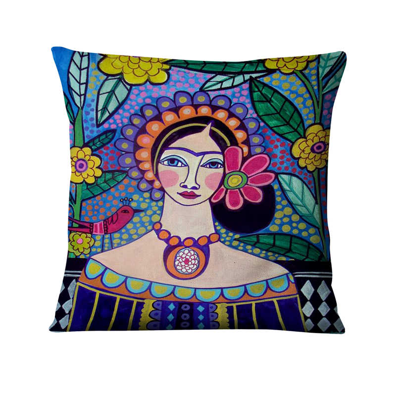 Heimkissen Dekoration Mexikanisches Mädchen Malerei Kissen Dekokissen Heimdekoration Almofadas Decorativas Para Sofa Wurfkissen
