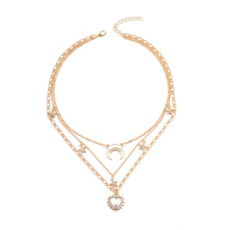 Alloy necklace New jewelry Niche high-end love moon crystal necklace women's collarbone chain