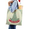 Christmas Snowman Hat Canvas Shopper Bag Merry Christmas Tree Reusable Shoulder Bag Large Capacity Folding Storage Tote Handbag CLE