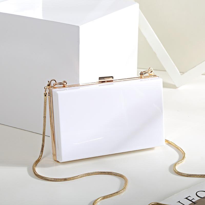 New Box Bag Trendy Setting Dinner Bag Fashionable Versatile Chain Bag Solid Color Transparent Women's Bag