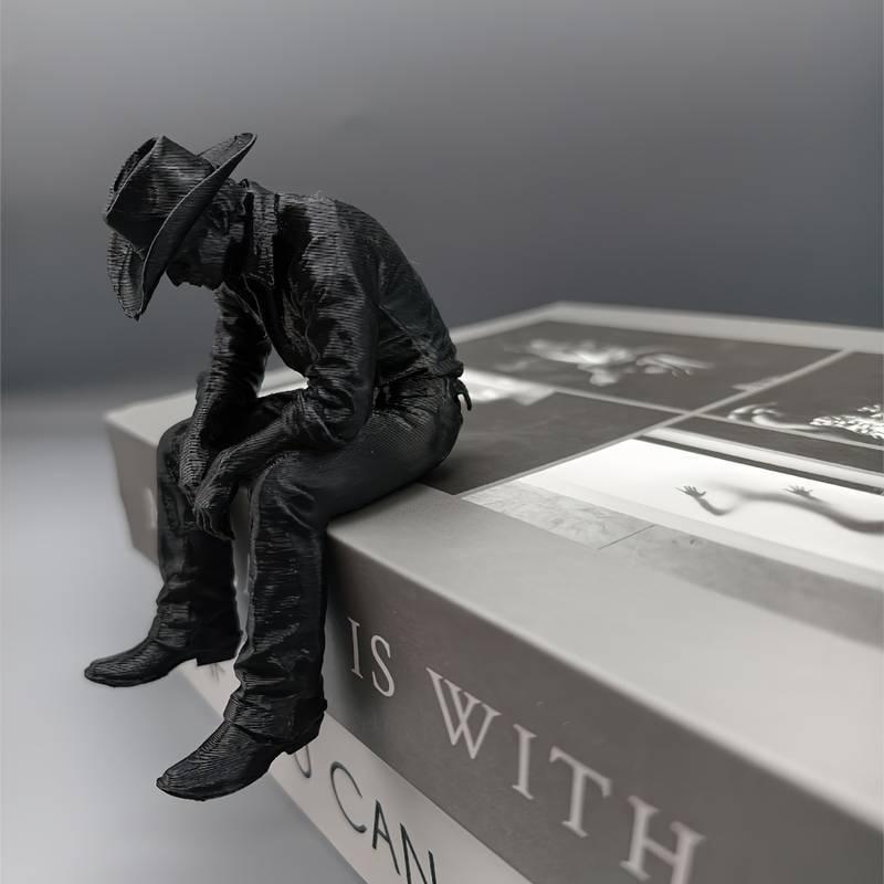 3D Cowboy Collectible Figurine Eco-friendly Resin Sculpture Ornament for Cafe Tableside Study Bookshelf Decor