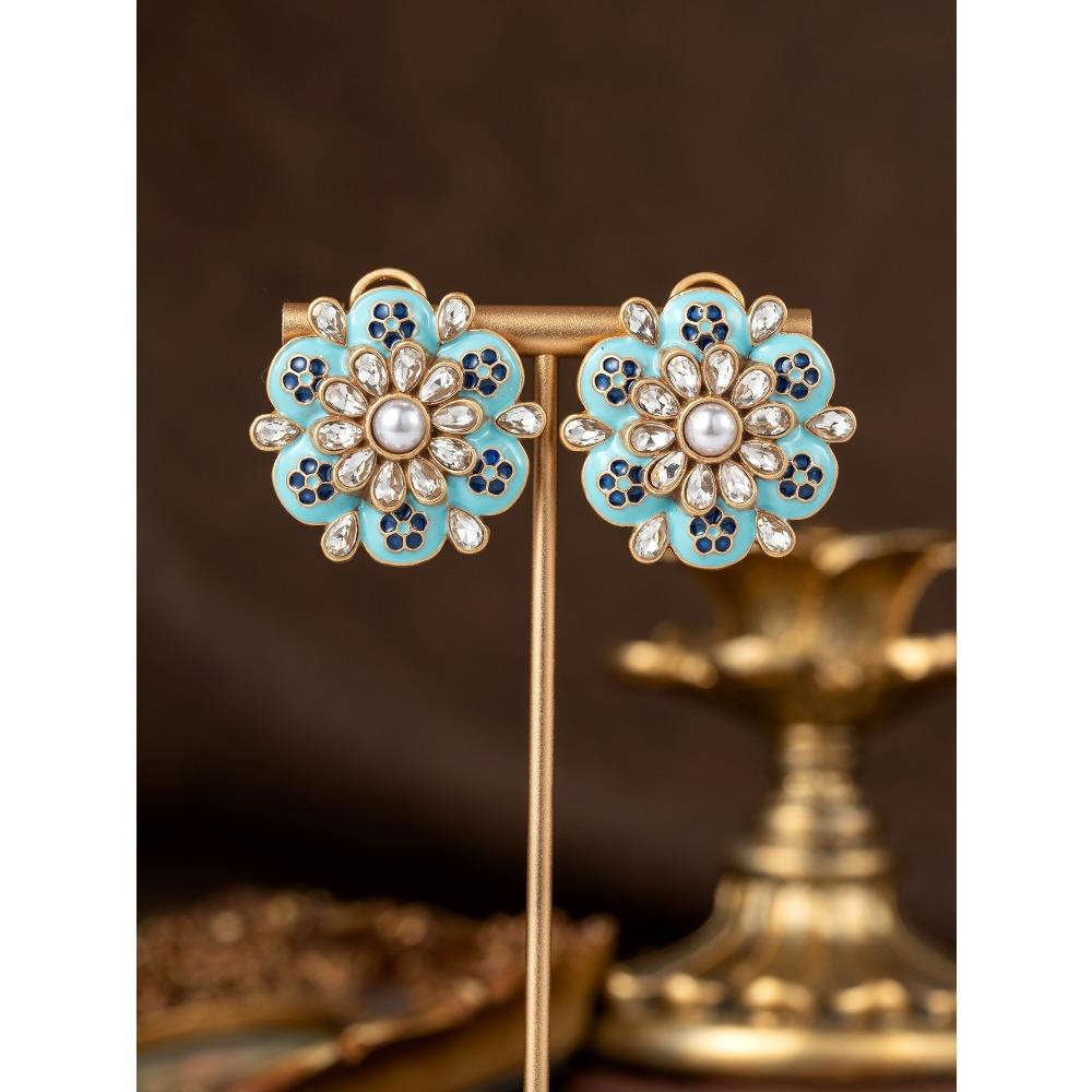Enamel Relief National Style New Chinese Plum Blossom Earrings Medieval Vintage Gorgeous Retro Old Earrings