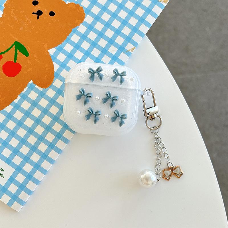 Pearl Bow Earphone Cover For Apple Airpods 4 Bluetooth Protective Case Airpods Pro Bow Pendant