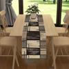 Runner da Tavola Geometrico Moderno in Lino Marrone, Fasce per Cassettiera, Decorazioni per Tavolo, Cucina Rustica, Runner per Tavolo da Pranzo, Decorazioni per Feste