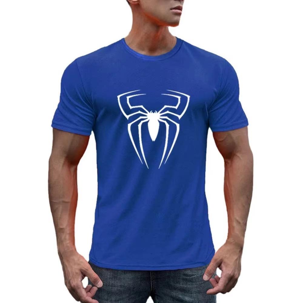 Summer Men'S Breathable Mesh Quick-Drying Loose Short-Sleeved T-Shirt Fashion Printed Casual Jogging Gym Bodybuilding Sports Top