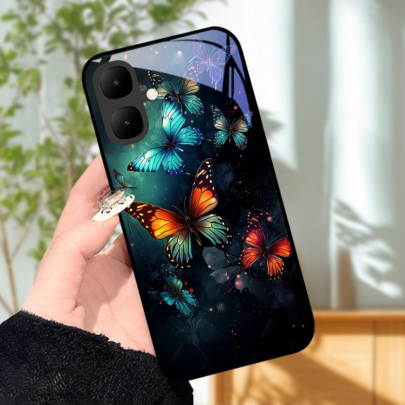 For Infinix Smart 10 X6725 Case Tempered Glass Shockproof Back Cover Phone Cases For Tecno Pop 10 Camera Protective Shell Fundas