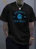 T-shirt Unisex Girocollo Stampa Lettere Football Detroit Lions Manica Corta Ampia Oversize Maschile Sportiva Casual Traspirante Base Top