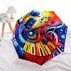 Music Notes, Piano Keys Automatic Folding Umbrella  8 Ribs, Durable Iron Frame, Bright Color Pattern Compact Travel Umbrella, Suitable for O