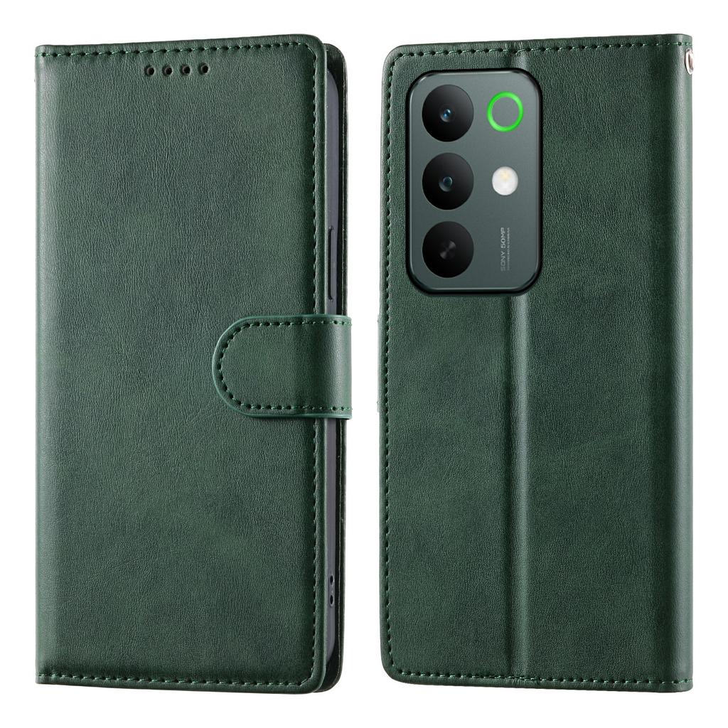 For Realme C85 5G Case Stand Wallet Calf Texture PU Leather Flip Phone Cover with Wrist Strap