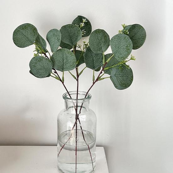 5Pcs Artificial Eucalyptus Leaves with Fruits Realistic Fake Greenery Plants DIY Floral Arrangements Table Centerpiece Decoration