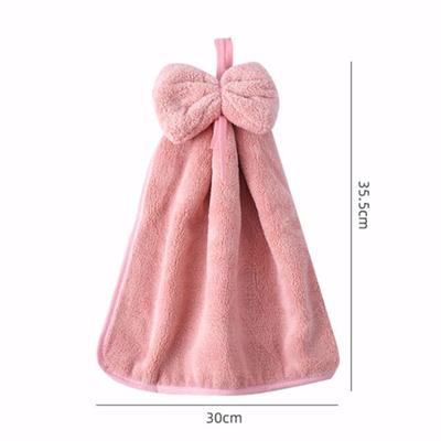 Bowknot Hand Towels for Kitchen Bathroom Coral Velvet Microfiber Soft Quick Dry Absorbent Cleaning Cloths Home Sauna Terry Towel