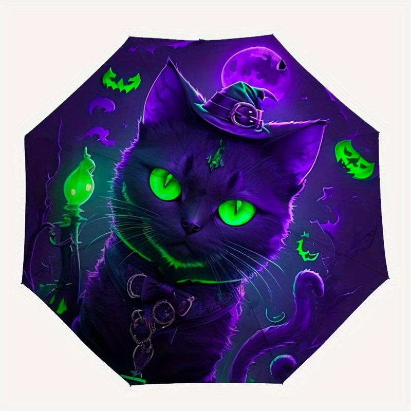 

1pc Witchcraft Halloween Automatic Open/Close, Foldable Compact Umbrella with 8-Rib Shaft, Perfect Gift For Men And Women, Casual Style, Vib