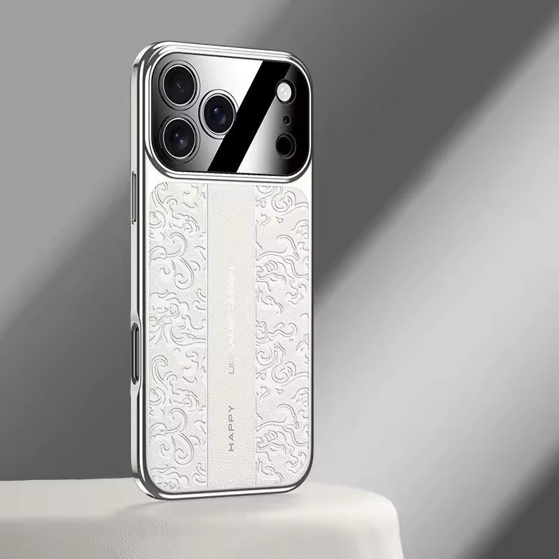 

Розкішний шкіряний чохол-накладка з гальванічним покриттям з м якого ТПУ для iPhone 17 pro Max Air iPhone 16 15 14 ProMax iPhone 17 Pro Max білий