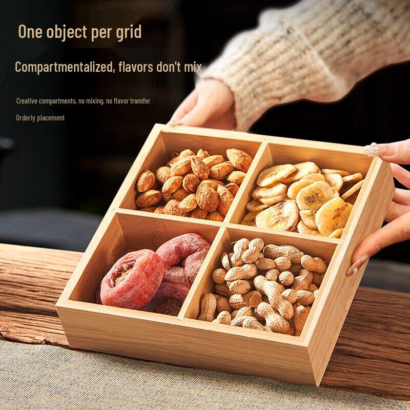 Bamboo Four-Compartment Snack Tray
