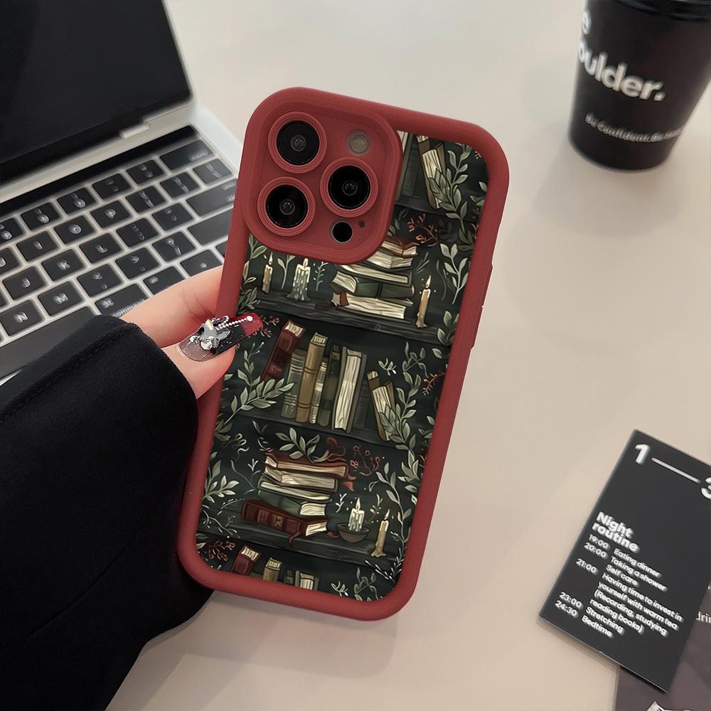 Bücherregal Kreatives Muster Handyhülle Für iPhone 17 11 12 13 14 15 16 Pro Max 16E XS X XR 7 8 Plus 17 Air Stoßfest Weiche Hülle