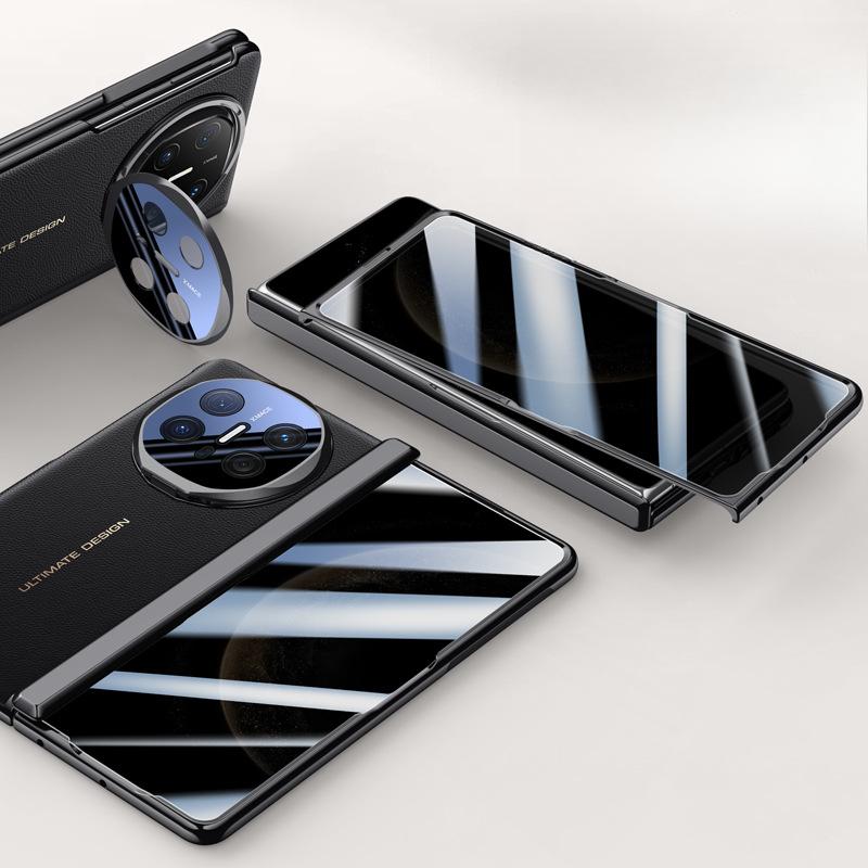 Huawei Matex6 Phone Case Film Integrated Electroplated Folding Spring Hinge Anti-drop Bracket X6 Men's Plain Leather Case