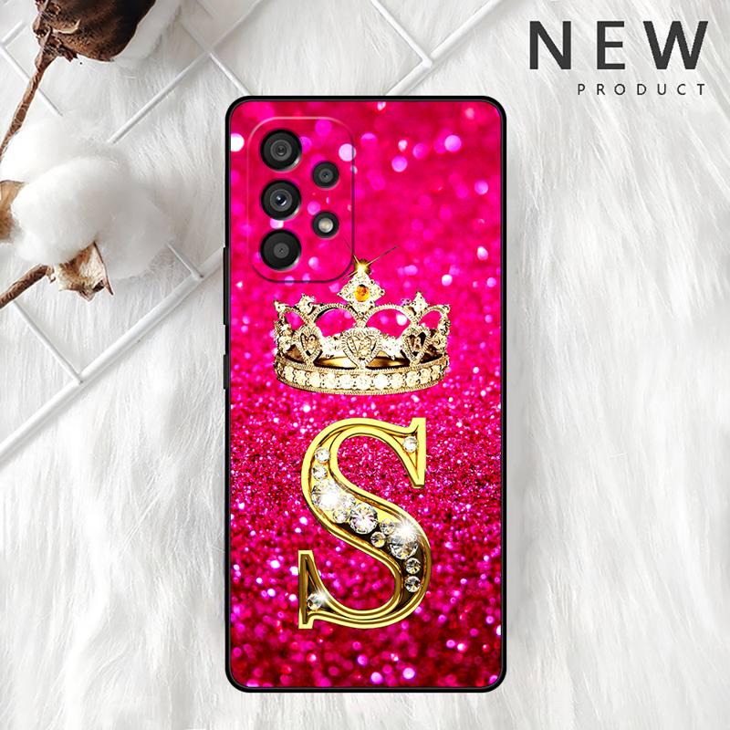Pink Diamonds Letter Case For Samsung Galaxy A54 A52 A14 5G A53 A12 A13 A71 A23 A34 A33 A21s Phone Cover