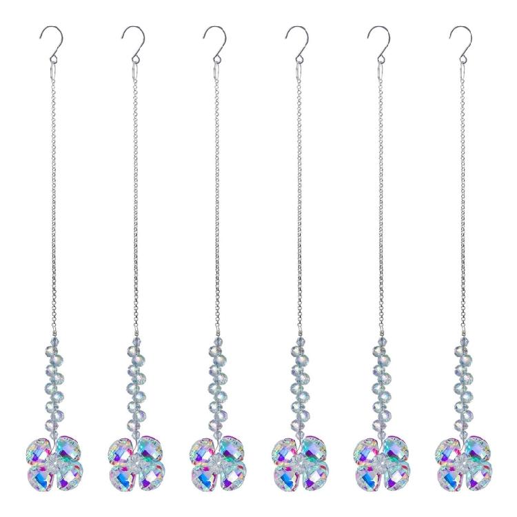 6 Piece Artistic Mineral 4 Leaf Shamrock Hangings White Mineral Wind Chime Upgrades for Attractive Spectrum Displays