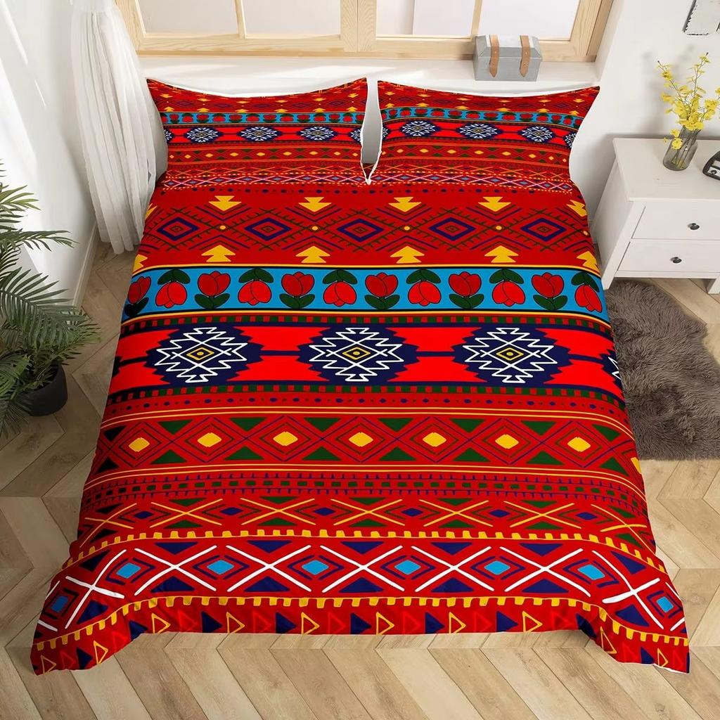 Tribal-Stil Daunendecken-Set Bettwäsche-Set 3-teiliges Bettbezug-Set